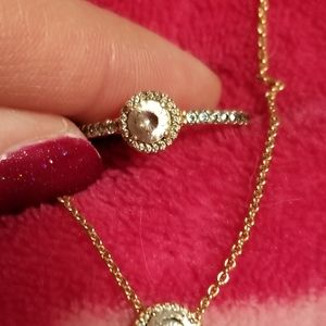Pandora Rose gold ring with necklace